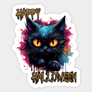 Spooky Cat Happy Halloween Sticker